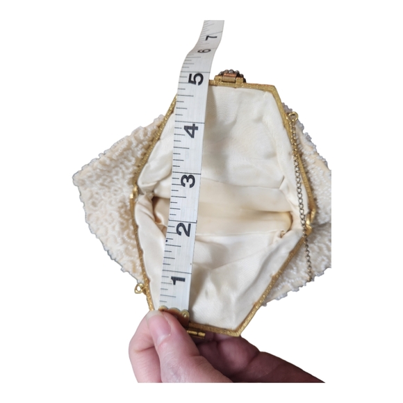 Antique Victorian Ornate Micro Beaded Evening Mini Opera Bag with Jeweled Clasp - Picture 13 of 13